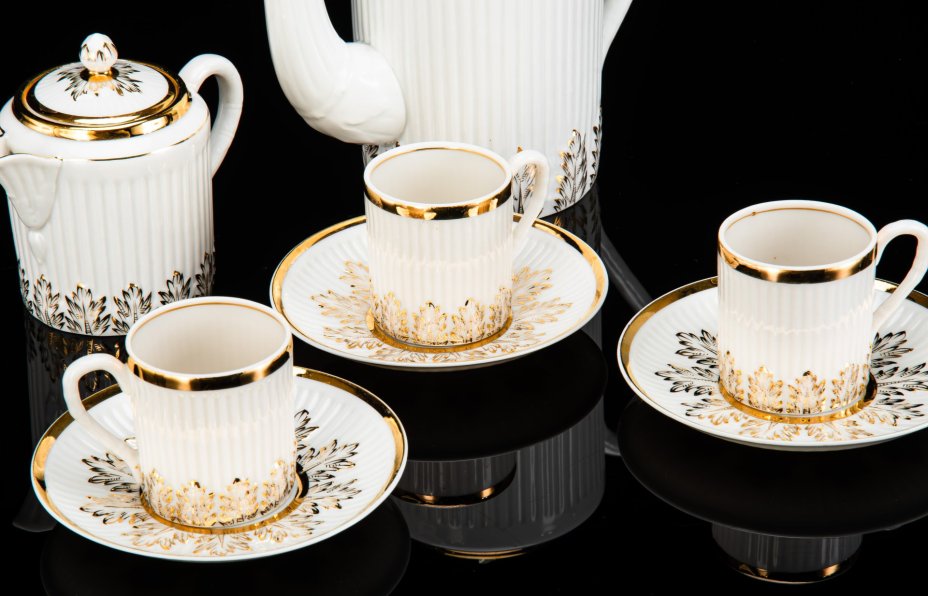 Сервиз кофейный "Соломка" (Рисунок № 3-348), на 3 персоны (8 предметов), Е.П. Смирнов