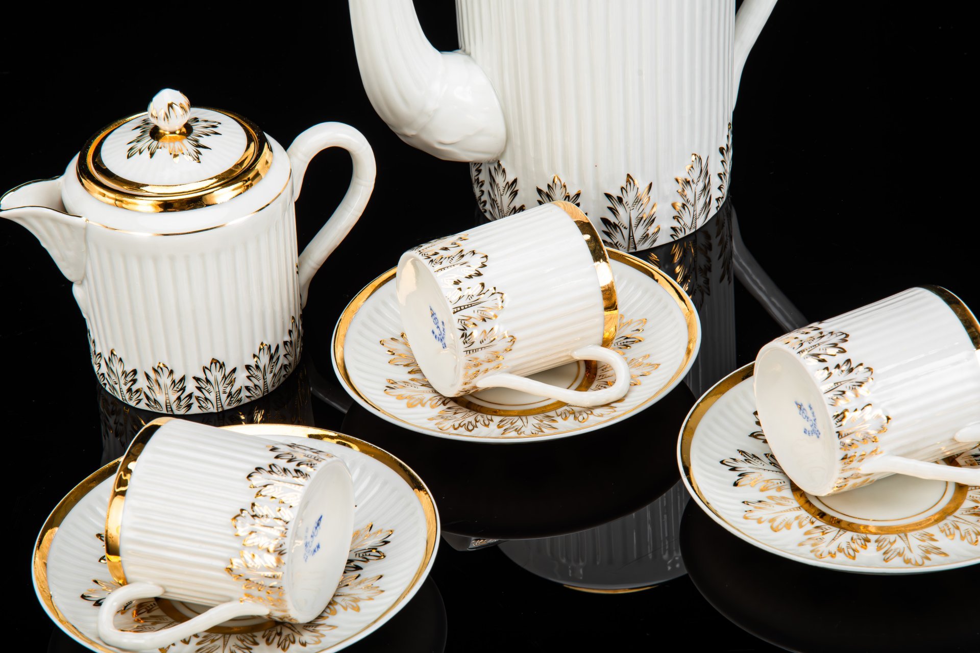 Сервиз кофейный "Соломка" (Рисунок № 3-348), на 3 персоны (8 предметов), Е.П. Смирнов