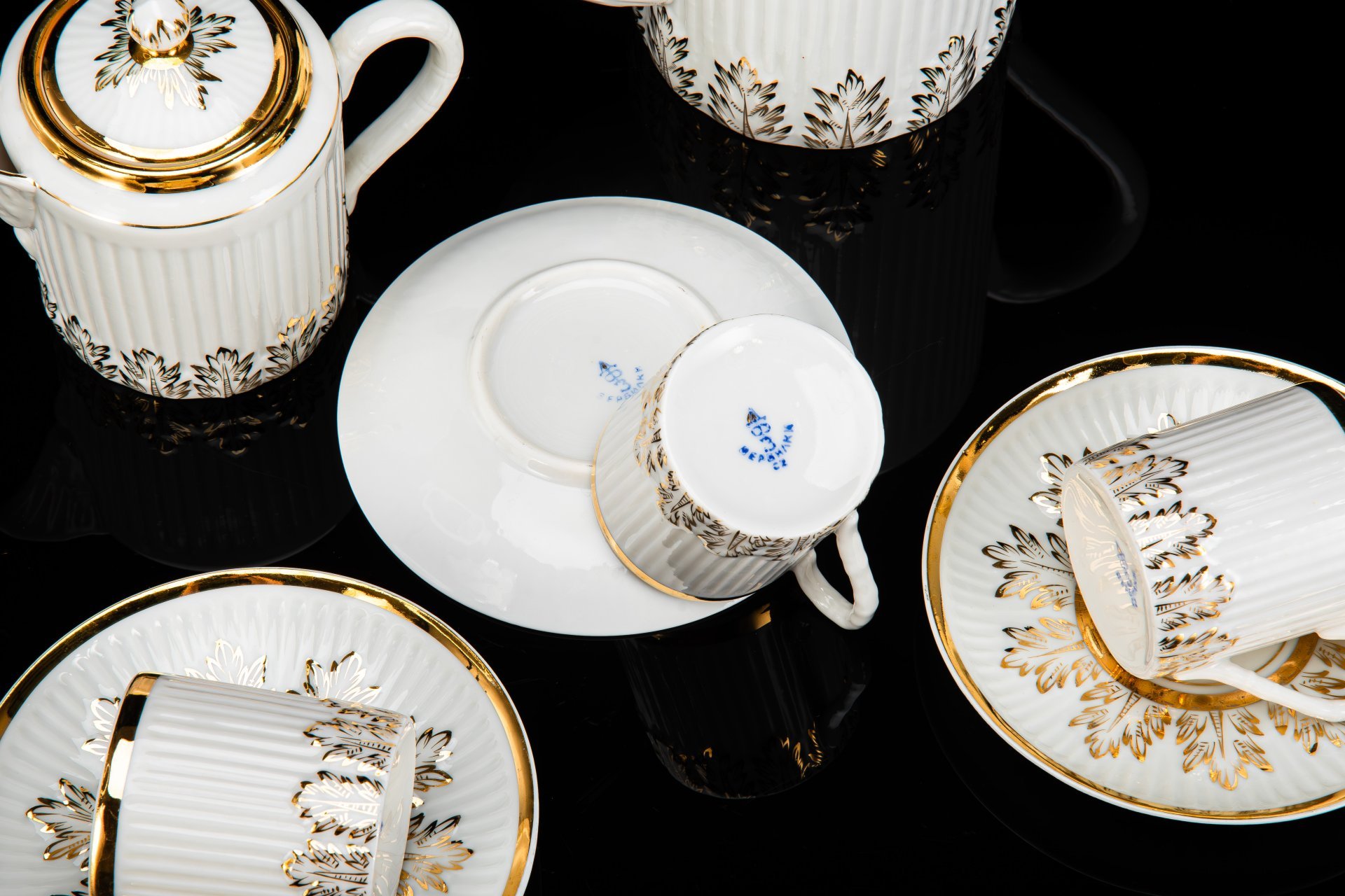 Сервиз кофейный "Соломка" (Рисунок № 3-348), на 3 персоны (8 предметов), Е.П. Смирнов