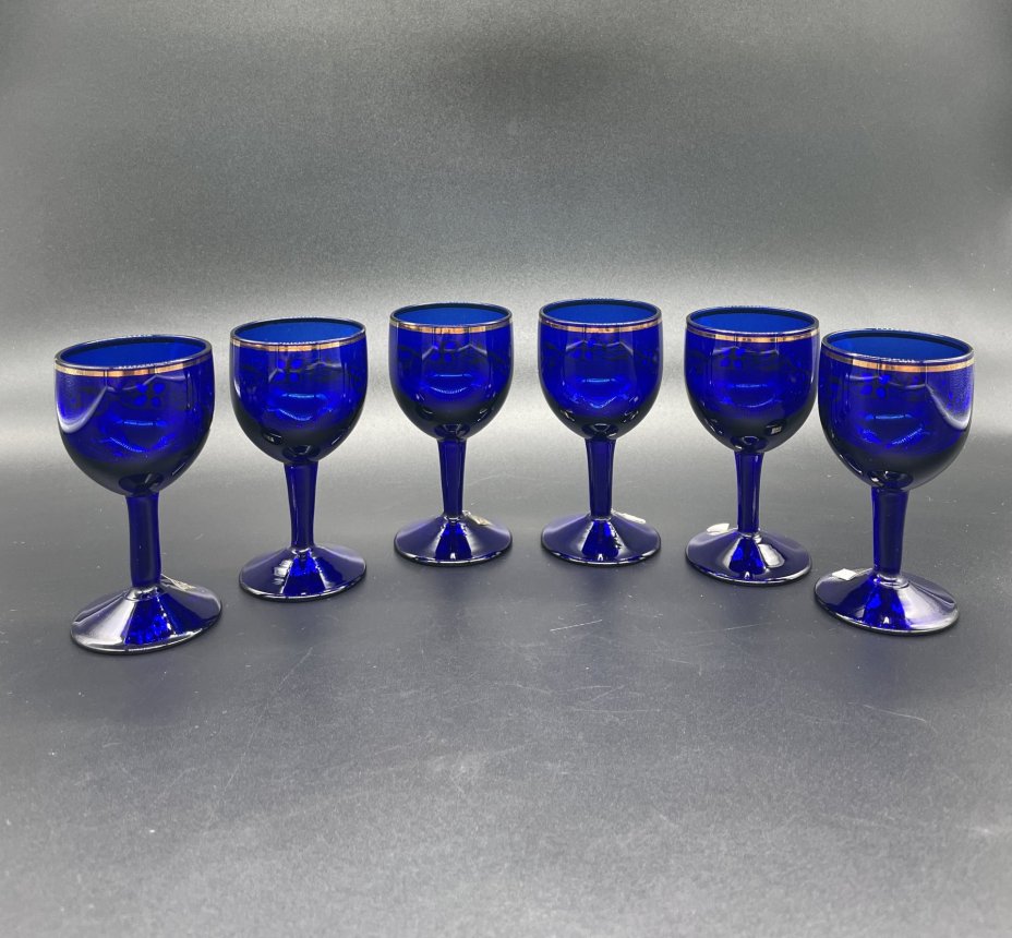 Набор из 6-ти рюмок ручной работы с цветочным орнаментом, Bohemia Glass