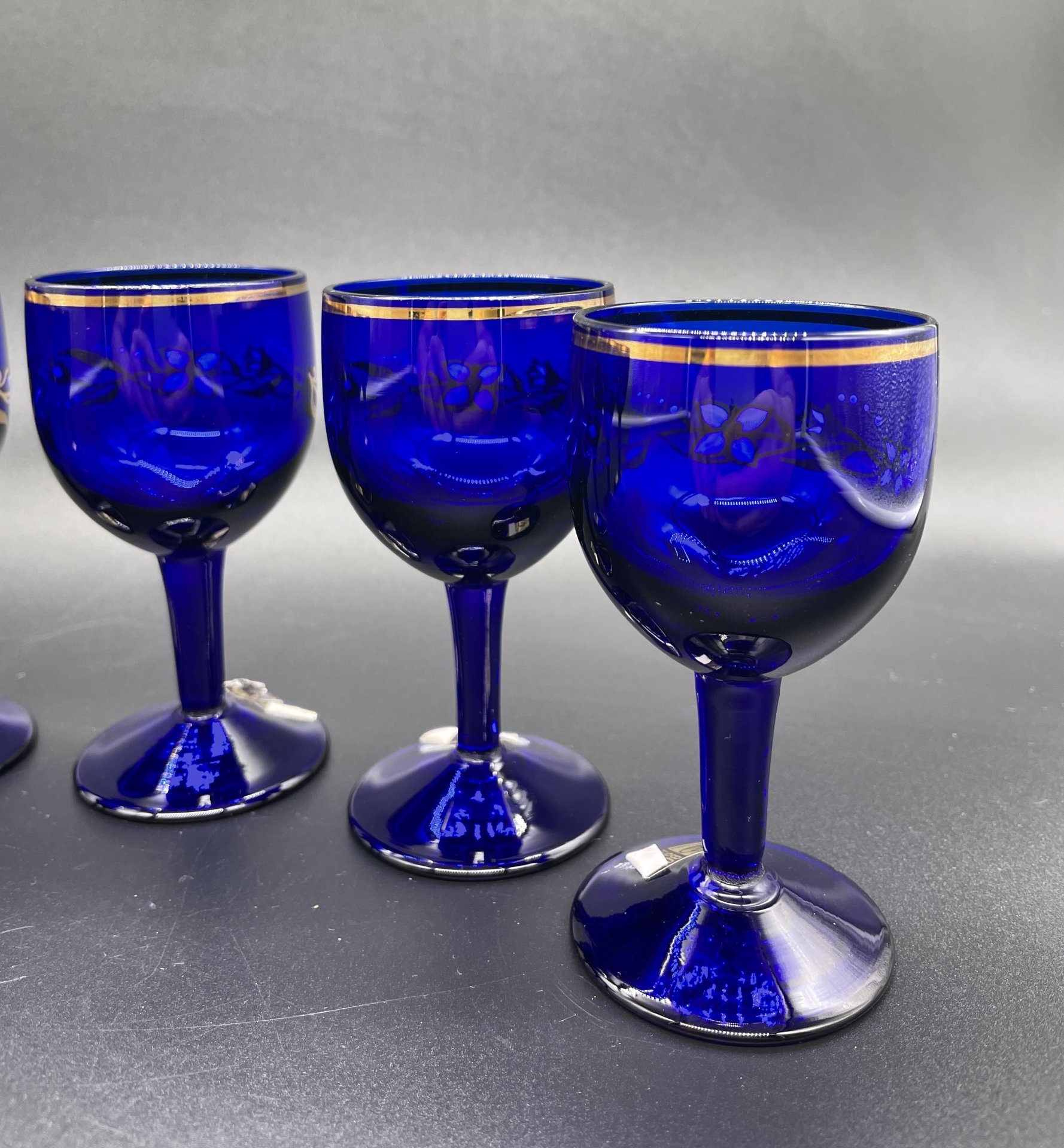 Набор из 6-ти рюмок ручной работы с цветочным орнаментом, Bohemia Glass