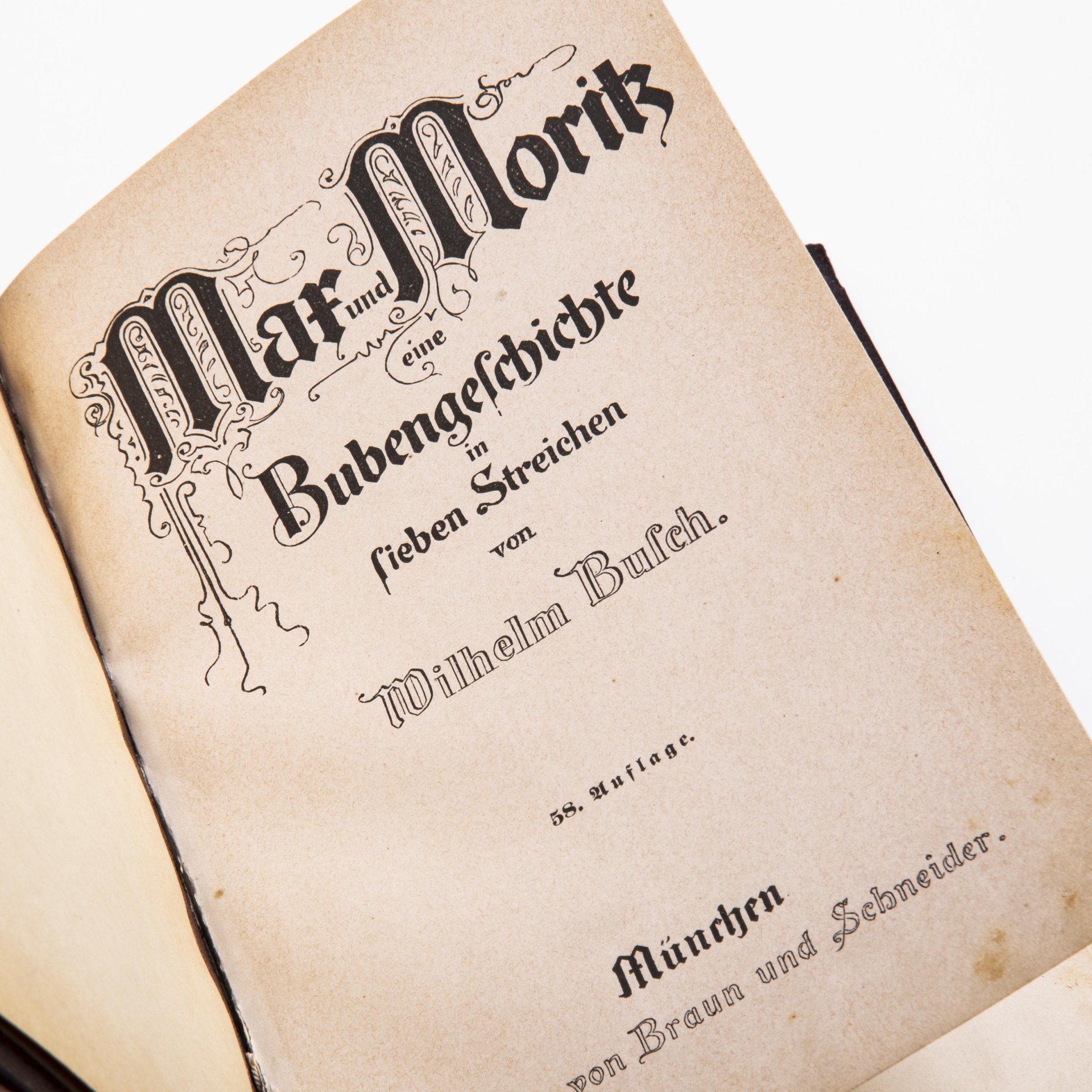Вильгельм Буш "Макс и Мориц", (" Max und Moritz"), на немецком языке, бумага, печать, изд. Verlag Von Braun and Schneider, Мюнхен, Германия, 1904 г.