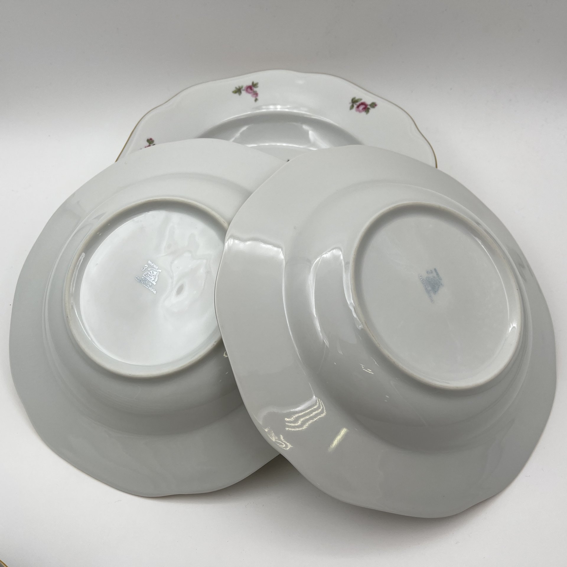 Набор суповых (глубоких) тарелок "Мейсенский букет" на 6 персон, фарфор, деколь, золочение, Bohemia (Neurohlau), Чехословакия, 1970-1990 гг.