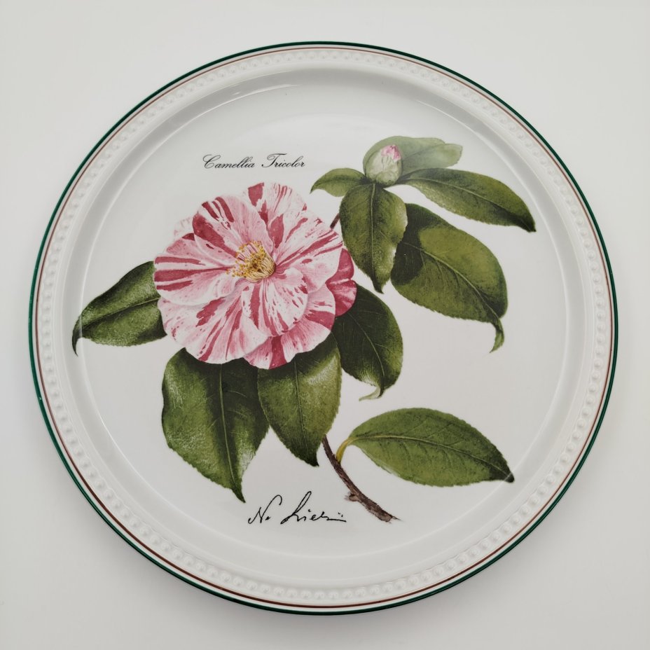 Тарелка декоративная (подвесная) с изображением "Camellia Tricolor" из серии "Камелии", автор Nicolas Liex (Никола Лие), фарфор, деколь, Villeroy & Boch, Люксембург, 1986 г., Villeroy & Boch