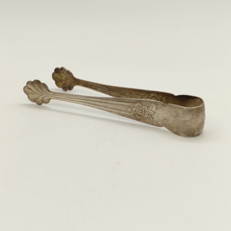 Щипцы для сахара  "Серебряная роза", мНЦ (медь-никель-цинк), Кольчугинский завод цветных металлов, СССР, 1960-1990 гг.
