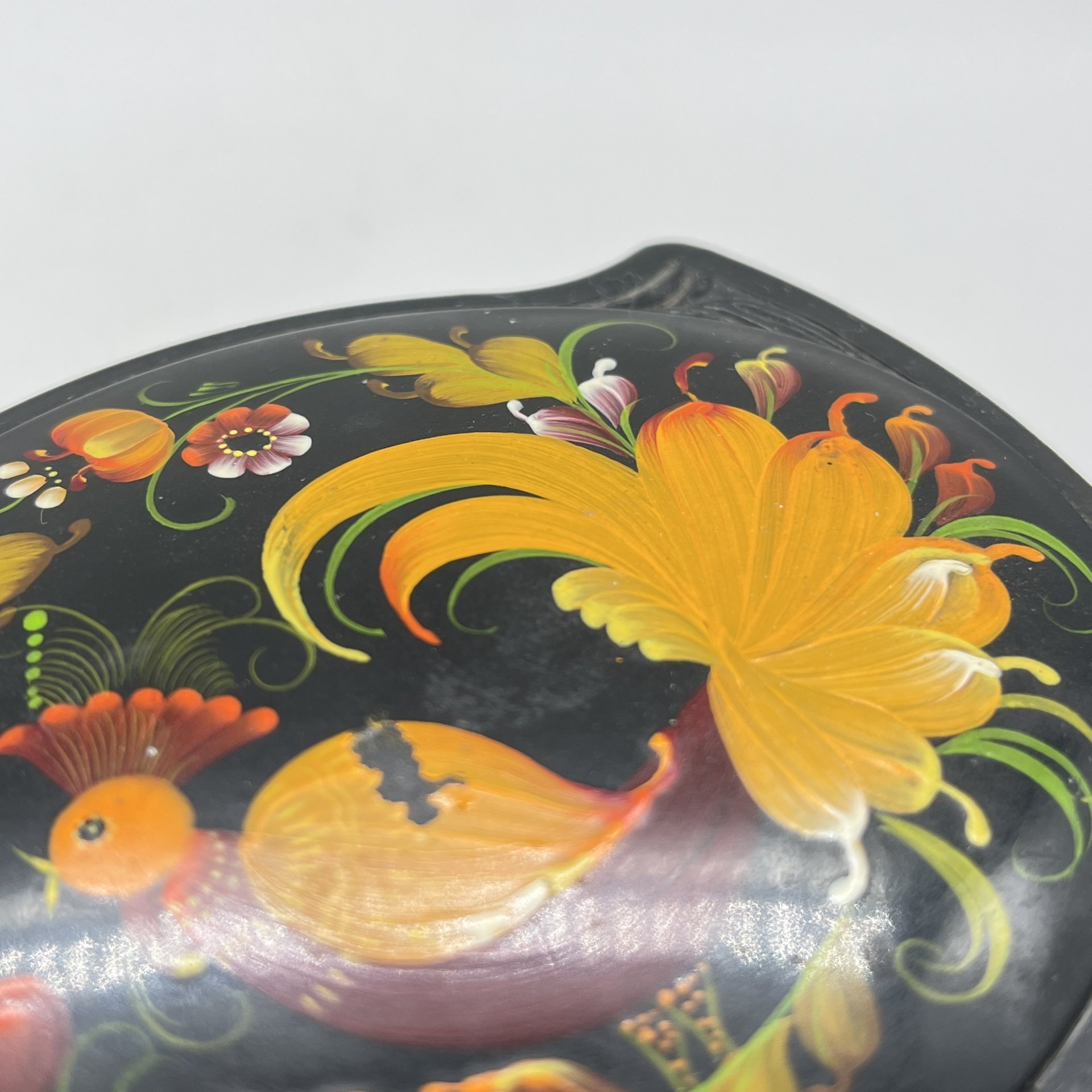 Шкатулка с расписным декором "Жар-птица", пластик, роспись, 1970-1980 гг.