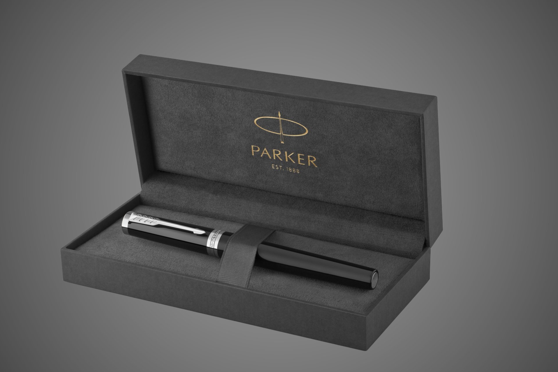 Перьевая ручка Parker "Ingenuity Black CT" перо: F, цвет чернил: blue/black, в подарочной упаковке., Покрытия: PVD-покрытие, лак, легированная сталь