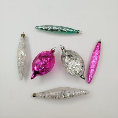 Набор ёлочных игрушек "Сосульки", стекло, СССР, 1970-1990 гг.