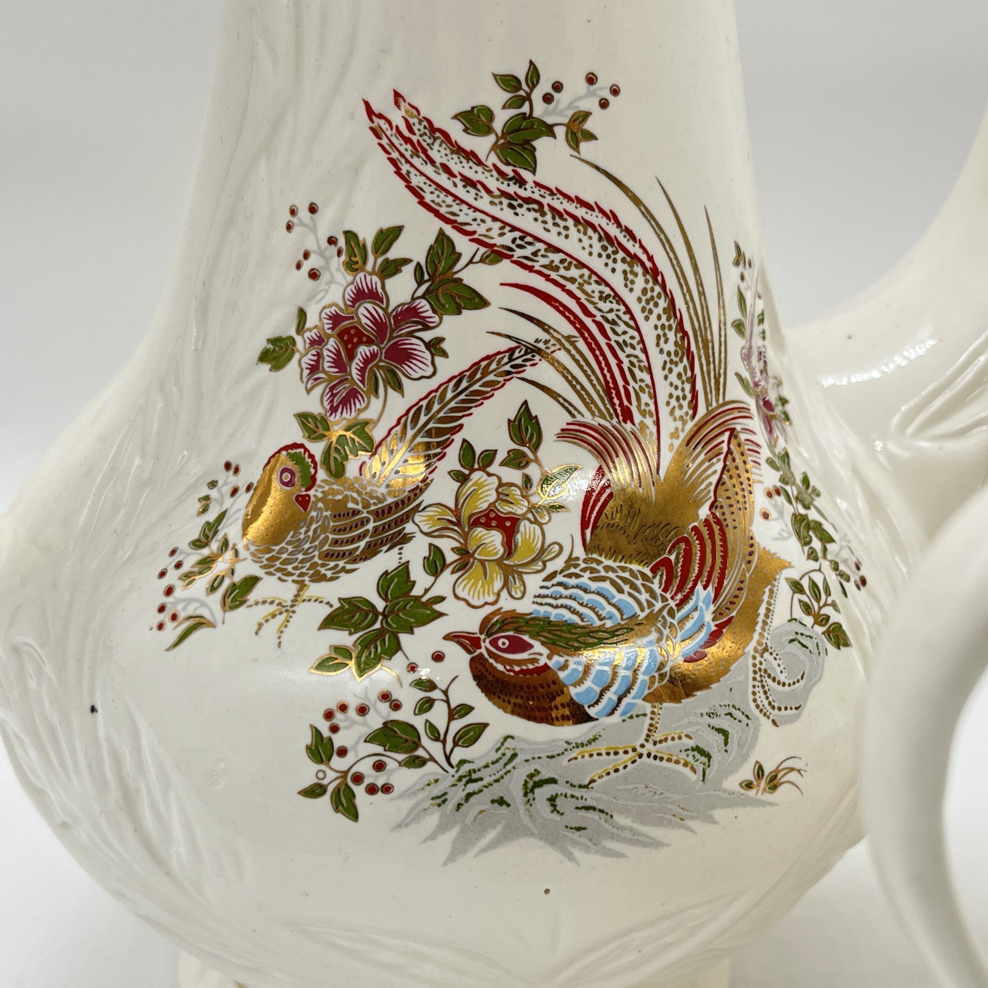 Набор из кофейника, вазочки и молочника "Павлин", Neofitou Keramik 24k Gold, керамика, деколь, золочение, Греция, 1980-2000 гг.