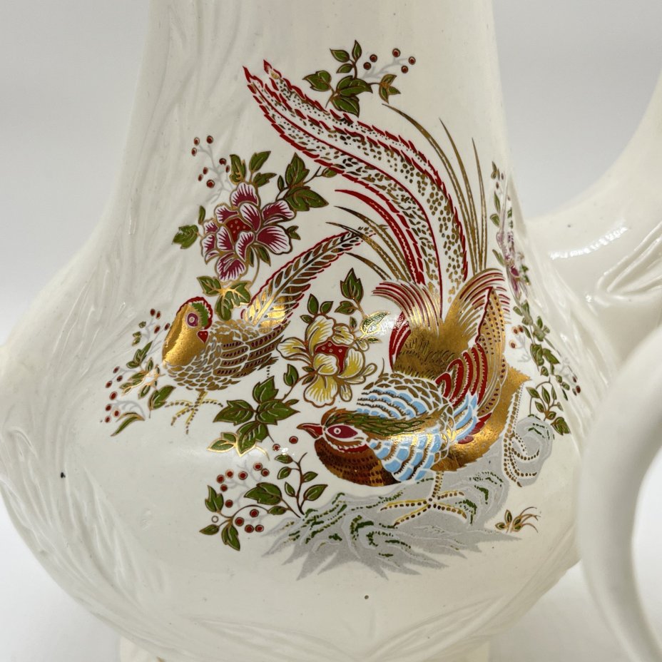 Набор из кофейника, вазочки и молочника "Павлин", Neofitou Keramik 24k Gold