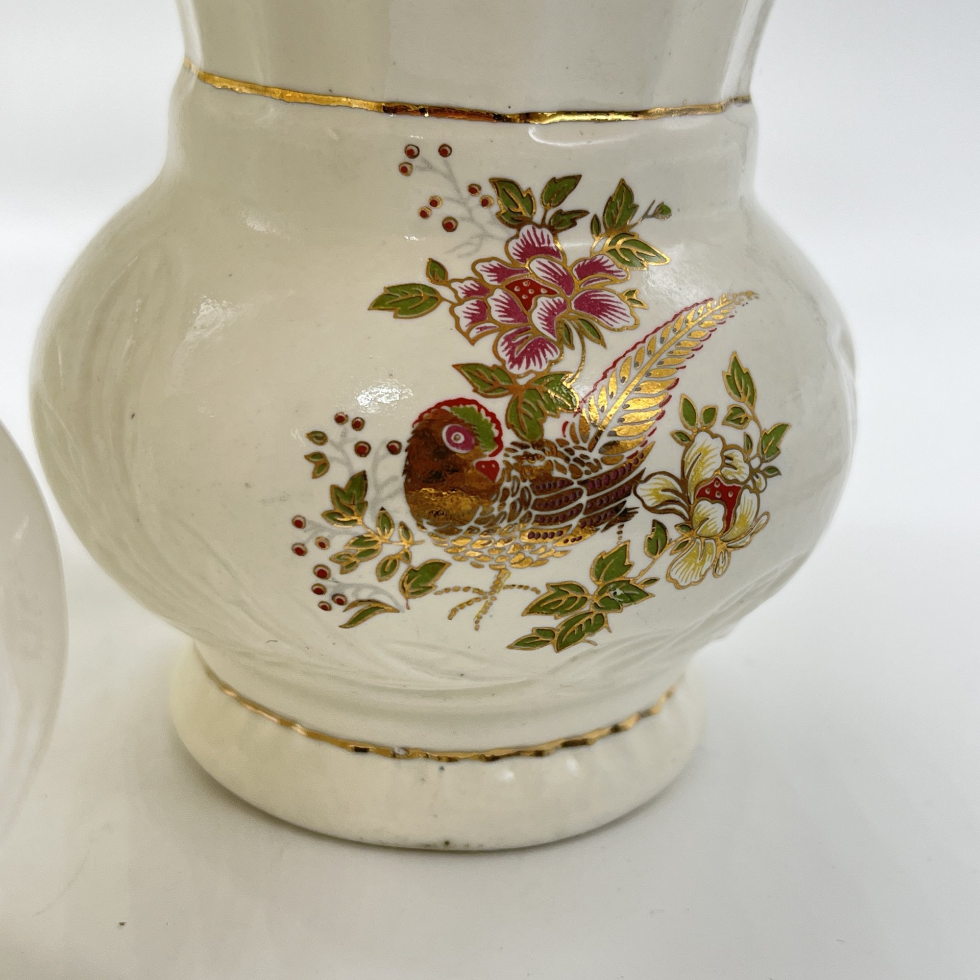 Набор из кофейника, вазочки и молочника "Павлин", Neofitou Keramik 24k Gold, керамика, деколь, золочение, Греция, 1980-2000 гг.