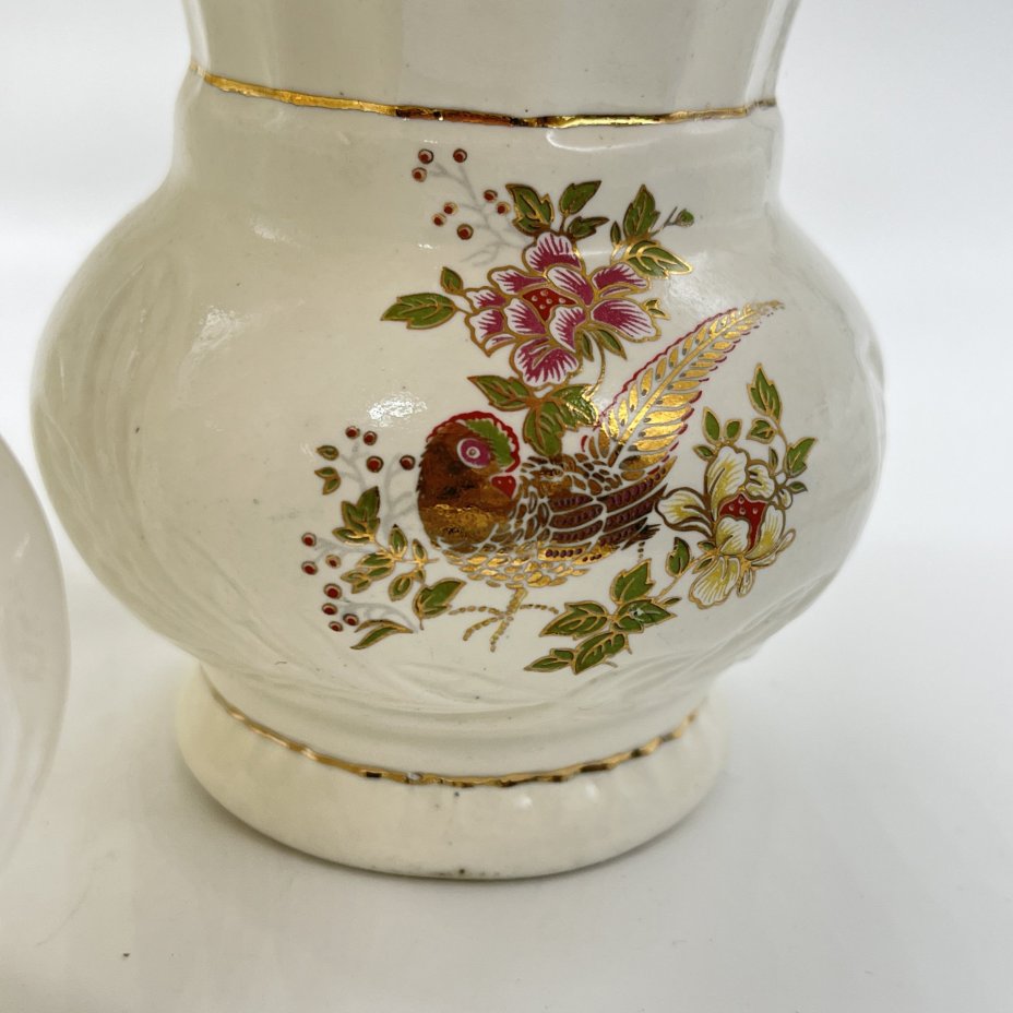 Набор из кофейника, вазочки и молочника "Павлин", Neofitou Keramik 24k Gold