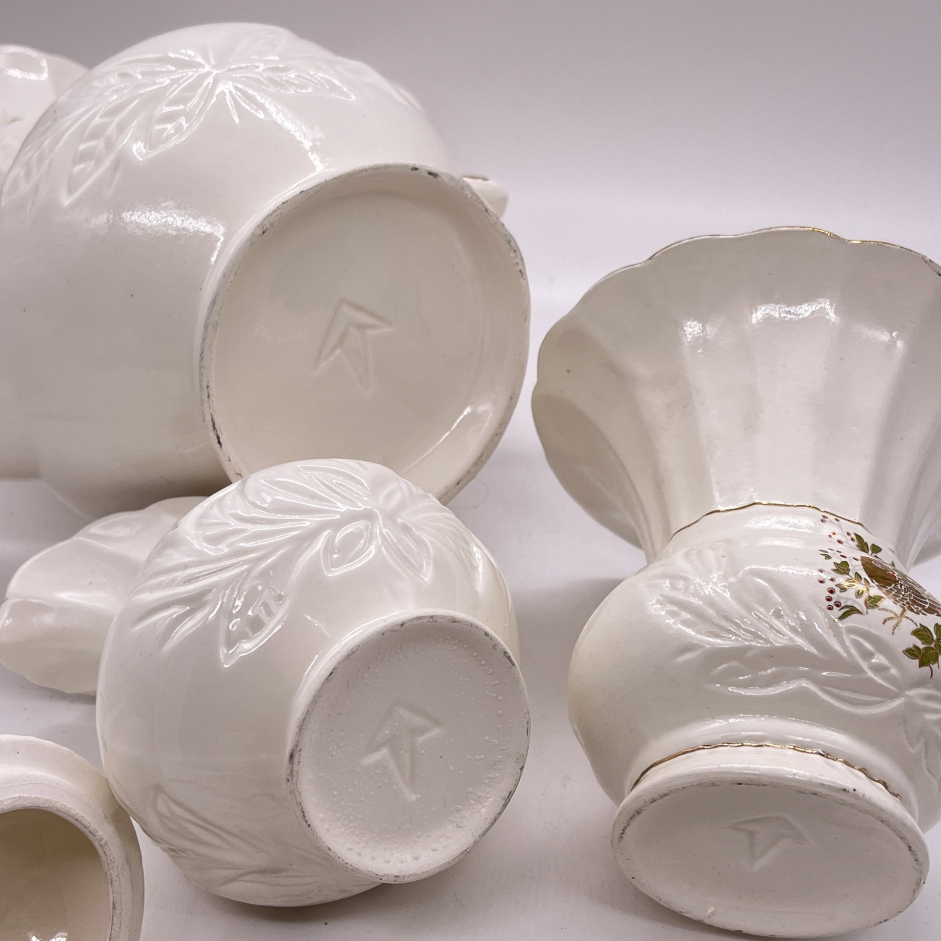 Набор из кофейника, вазочки и молочника "Павлин", Neofitou Keramik 24k Gold, керамика, деколь, золочение, Греция, 1980-2000 гг.