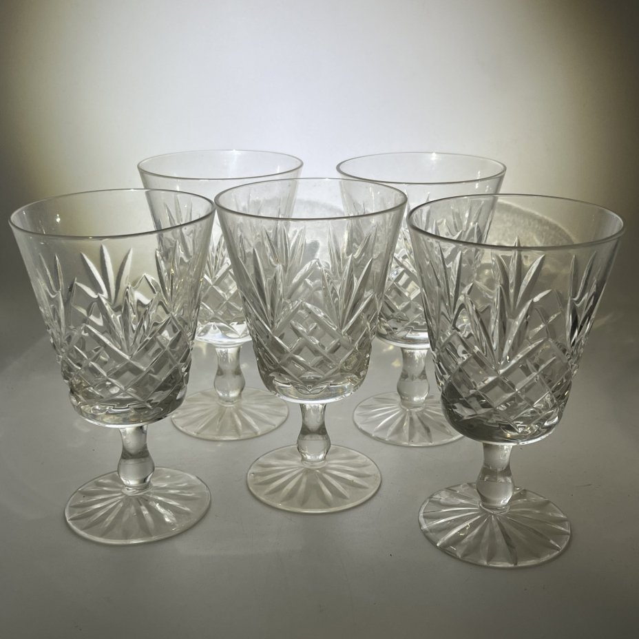 Набор из 5 бокалов с геометрическим декором, хрусталь, пресс, СССР, 1970-1990 гг.