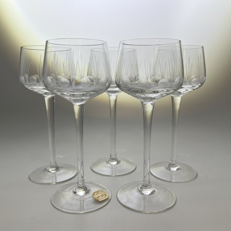Набор из 5-ти рюмок на высокой ножке с лаконичным декором, Bohemia Crystal (Bohemia Glass)