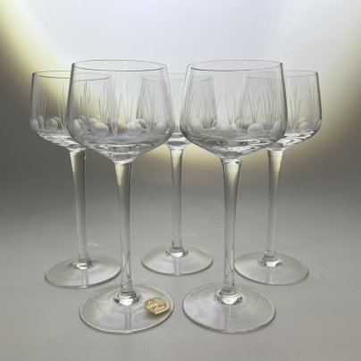 Набор из 5-ти рюмок на высокой ножке с лаконичным декором, Bohemia Crystal (Bohemia Glass)
