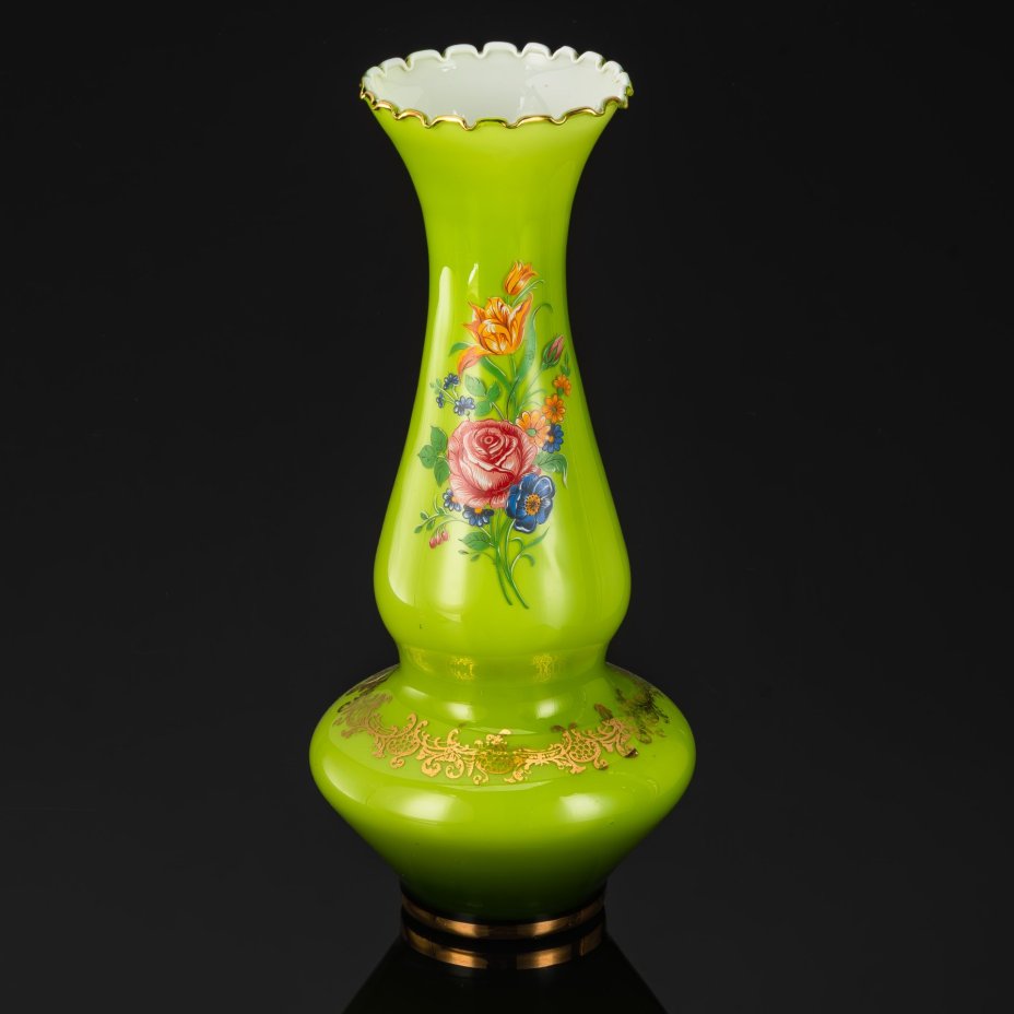 Ваза зеленого оттенка, с цветочным декором, Empoli