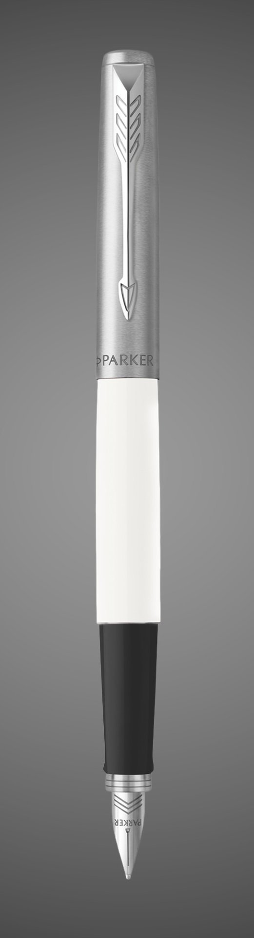 Перьевая ручка Parker Jotter, цвет ORIGINALS WHITE CT, цвет чернил синий/черный, толщина линии M, В БЛИСТЕРЕ, Металлы: нержавеющая сталь, пластик