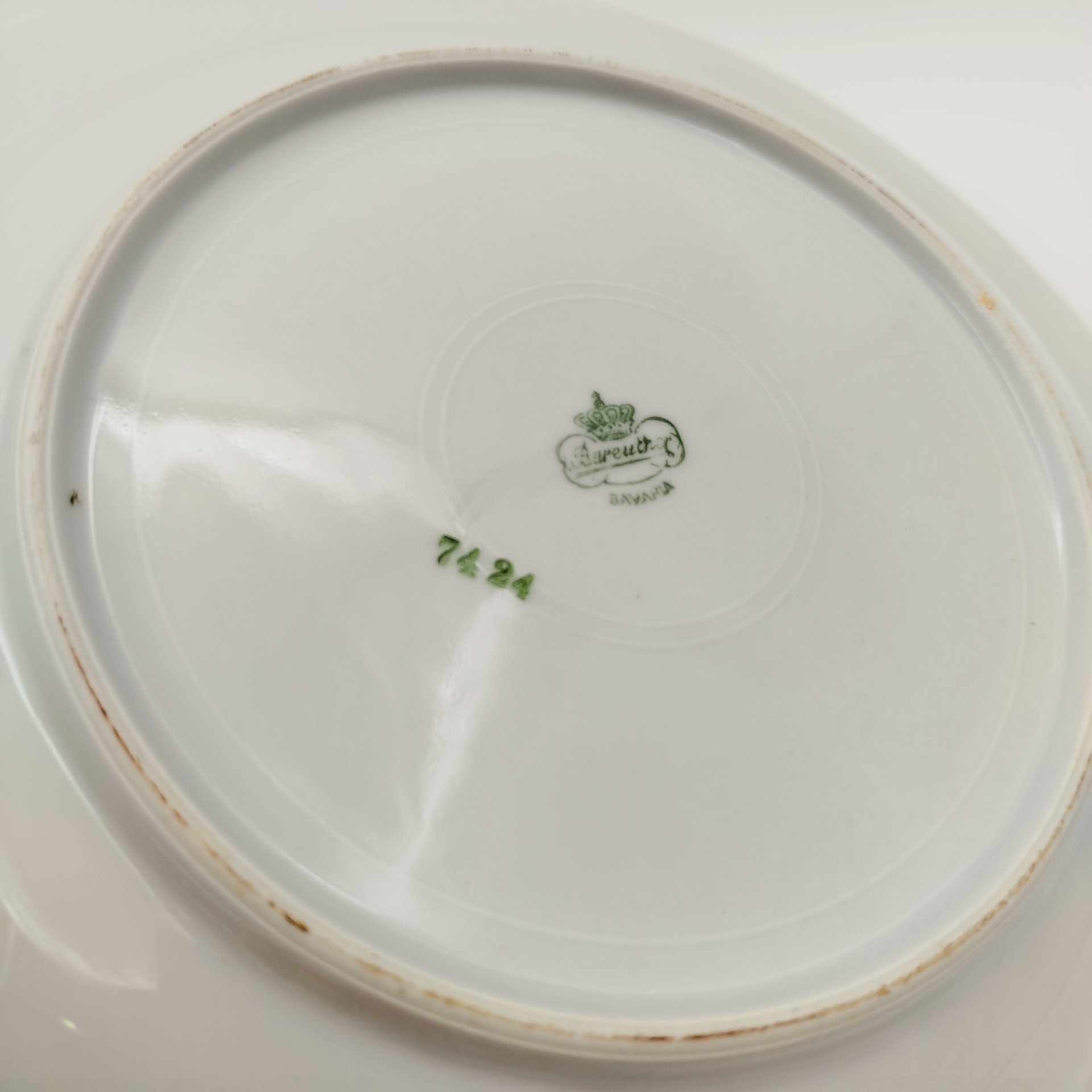 Набор обеденных (глубоких) тарелок с цветочным декором на 6 персон, фарфор, деколь, золочение, Bareuther & Co., Bavaria, Германия, 1931-1945 гг.