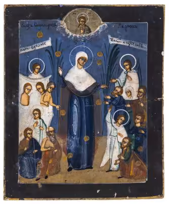 Икона "Всех скорбящих радость", дерево, темпера, Российская Империя, 1900-1910 гг.