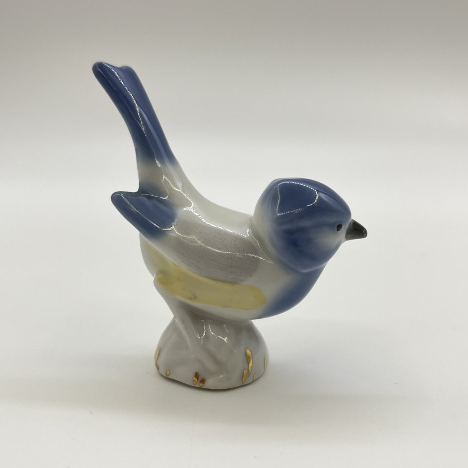 Статуэтка "Синичка", фарфор, золочение, Дмитровский фарфоровый завод (ДФЗ Вербилки), СССР, 1954-1965 гг.