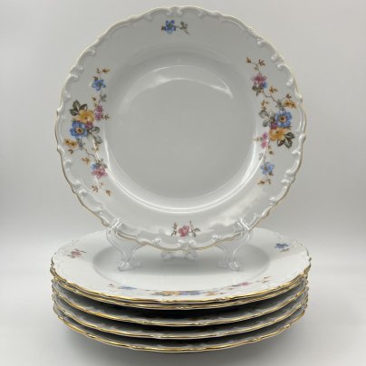 Набор обеденных тарелок с цветочным и рельефным декором на 6 персон