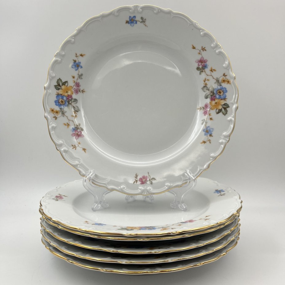 Набор обеденных тарелок с цветочным и рельефным декором на 6 персон