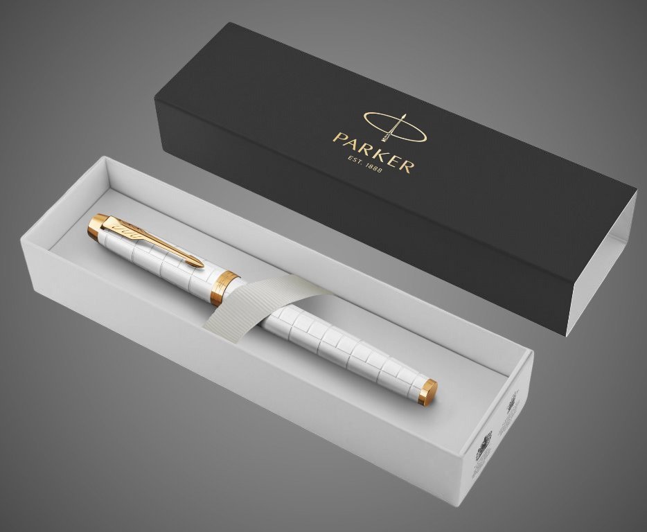 Перьевая ручка Parker IM Premium F318 Pearl GT,перо: F, цвет чернил: blue, в подарочной упаковке., Лаки и смолы: лак, нержавеющая сталь, позолота