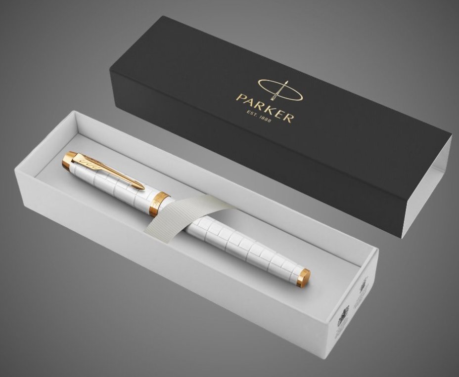 Перьевая ручка Parker IM Premium F318 Pearl GT,перо: F, цвет чернил: blue, в подарочной упаковке., Лаки и смолы: лак, нержавеющая сталь, позолота