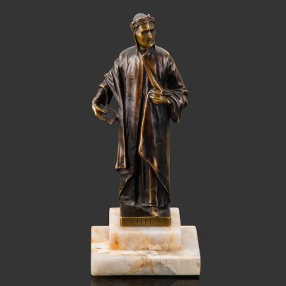 Скульптура "Данте с книгой", автор Else von Beck (1888-1925), бронза, камень, Франция, 1930-1960 гг.