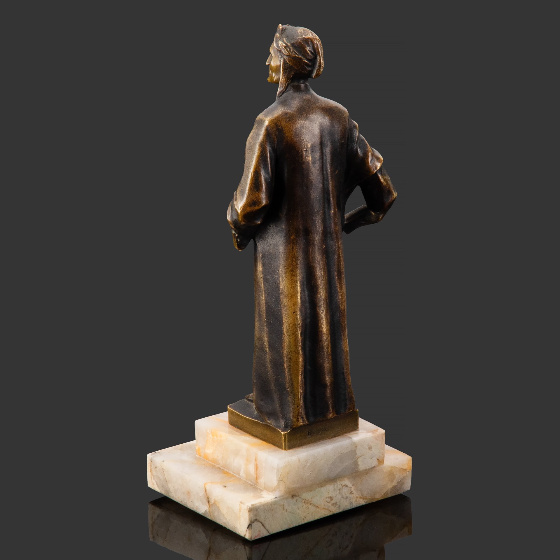 Скульптура "Данте с книгой", автор Else von Beck (1888-1925), бронза, камень, Франция, 1930-1960 гг.