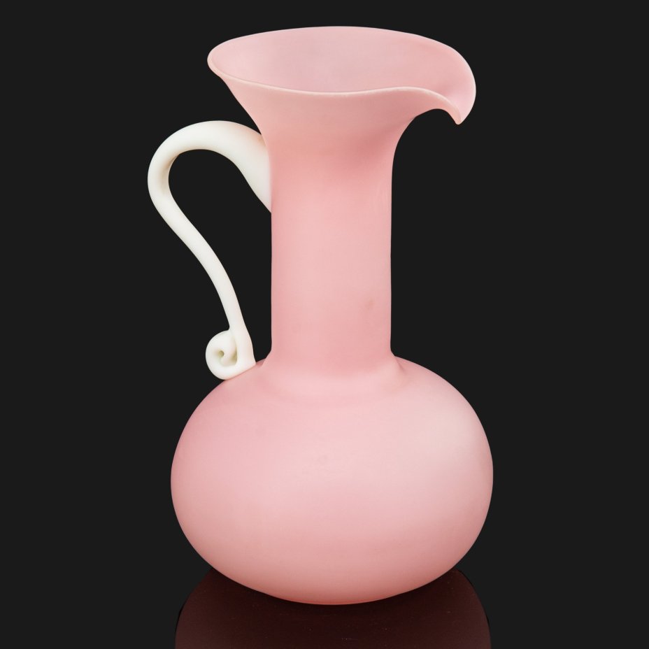 Высокая интерьерная ваза (кувшин) нежного розового оттенка, Empoli  Art Glass Opaline, стекло, двухцветное, матовое