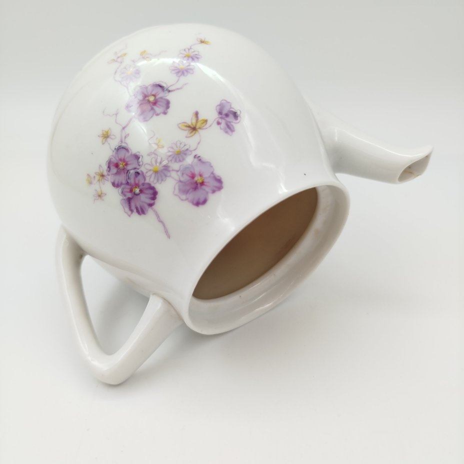 Чайник заварочный с цветочным декором, фарфор, деколь, Фарфоровая фабрика Гарднера, Российская империя, 1870-1890 гг.