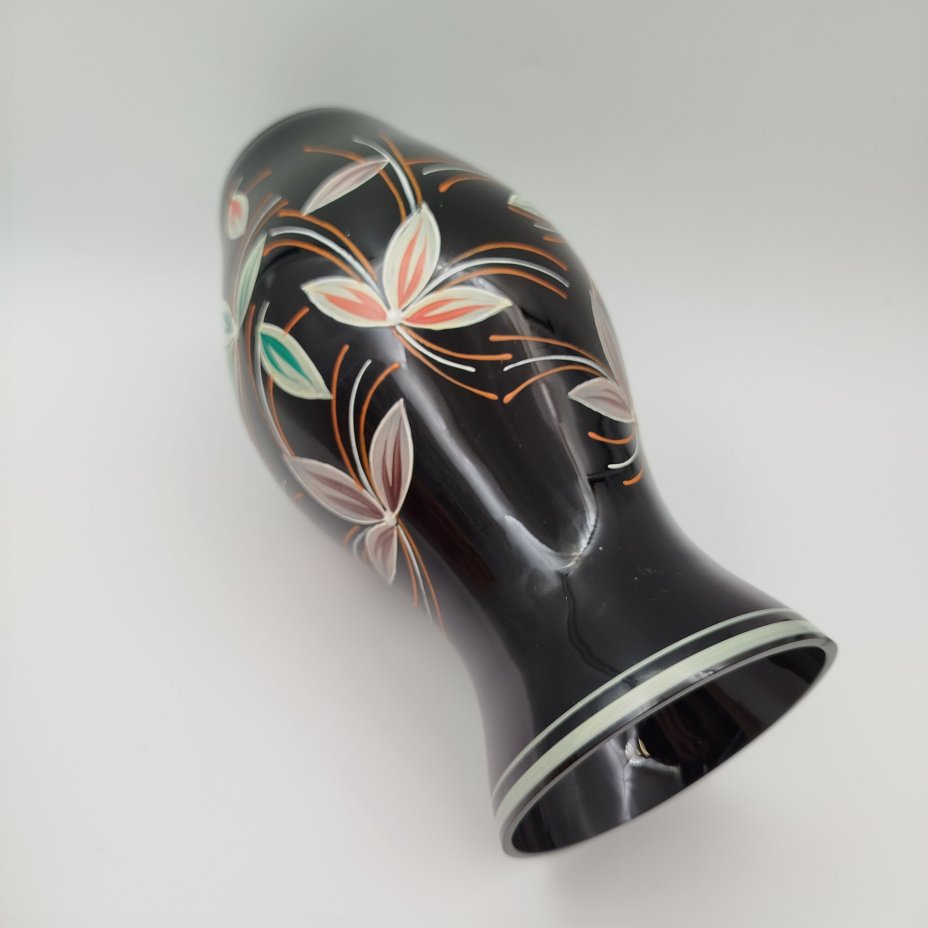 Ваза с цветочным декором из гиалитового стекла, Karl Grossmann