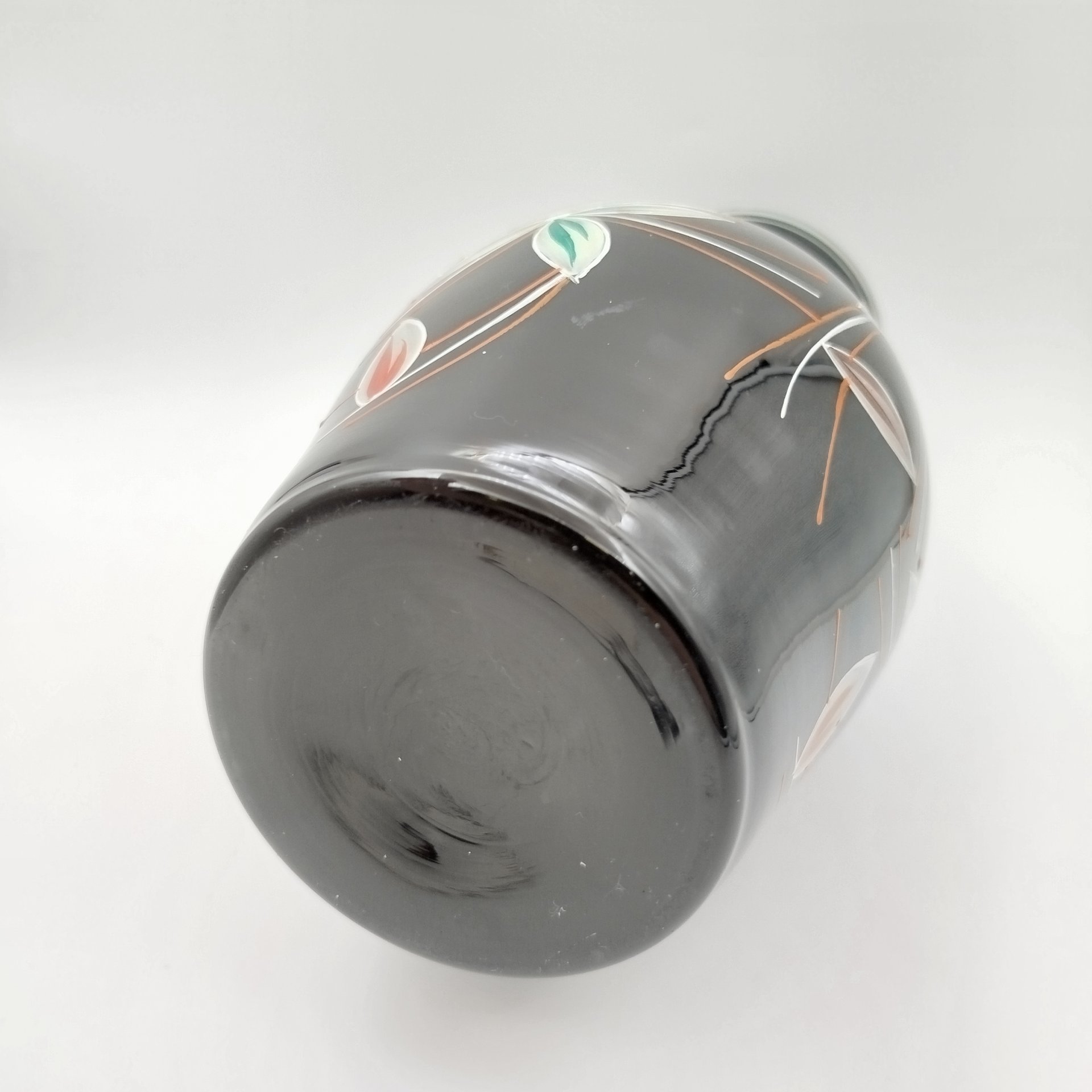 Ваза с цветочным декором из гиалитового стекла, Karl Grossmann, стекло, роспись, ГДР, 1950-1970 гг.