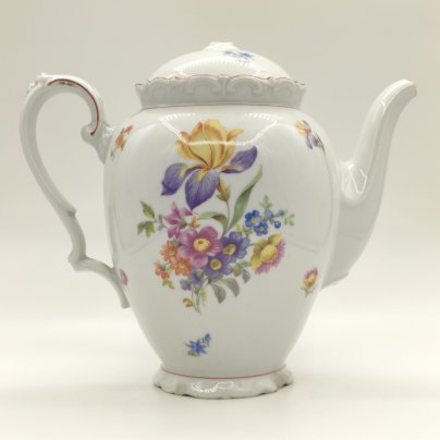 Чайник доливной с цветочным декором, фарфор, деколь, Kahla, Германия, 1937-1956 гг.