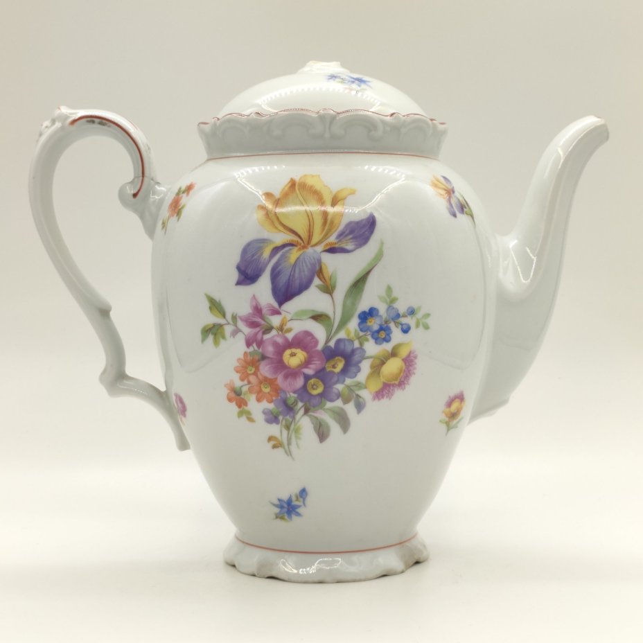 Чайник доливной с цветочным декором, фарфор, деколь, Kahla, Германия, 1937-1956 гг.