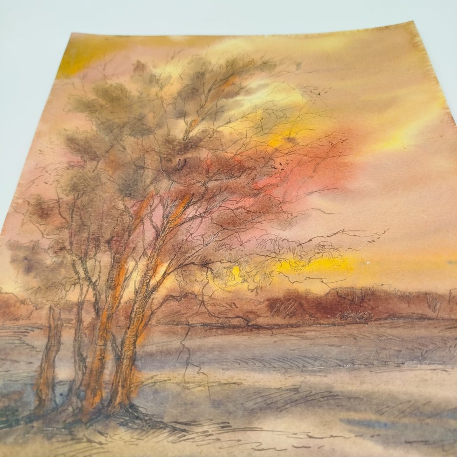 Этюд "Пейзаж с деревом", автор Т. Шипкова