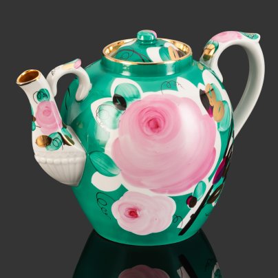 Чайник доливной (трактирный) "Нарядный", автор Яснецов В.К., фарфор, роспись, золочение, Дулевский фарфоровый завод (Дулёво), СССР, 1968-1991 гг.