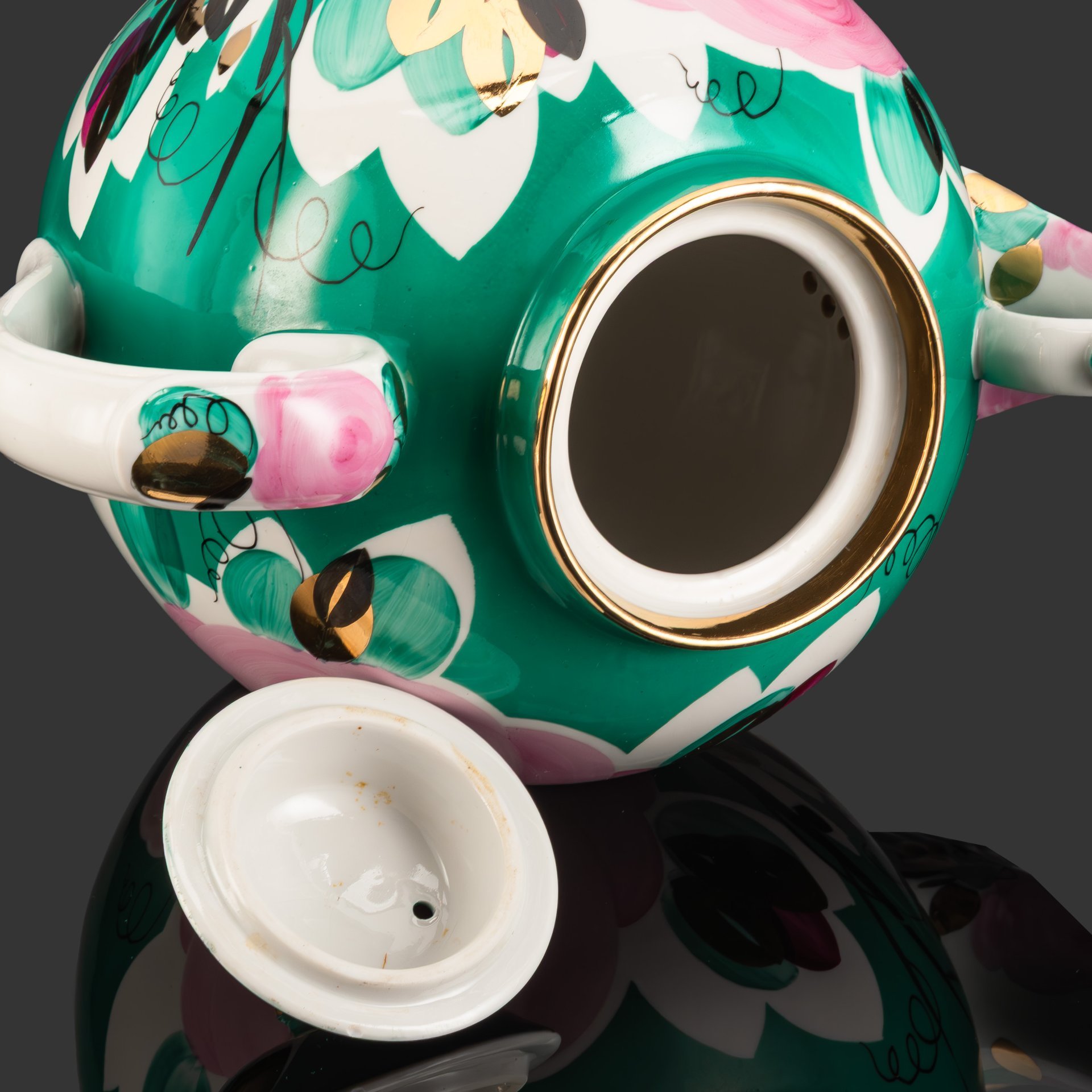 Чайник доливной (трактирный) "Нарядный", автор Яснецов В.К., фарфор, роспись, золочение, Дулевский фарфоровый завод (Дулёво), СССР, 1968-1991 гг.