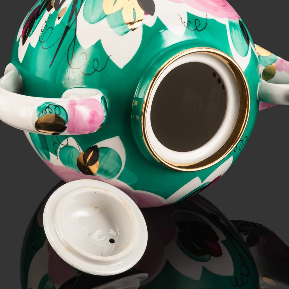 Чайник доливной (трактирный) "Нарядный", автор Яснецов В.К., фарфор, роспись, золочение, Дулевский фарфоровый завод (Дулёво), СССР, 1968-1991 гг.