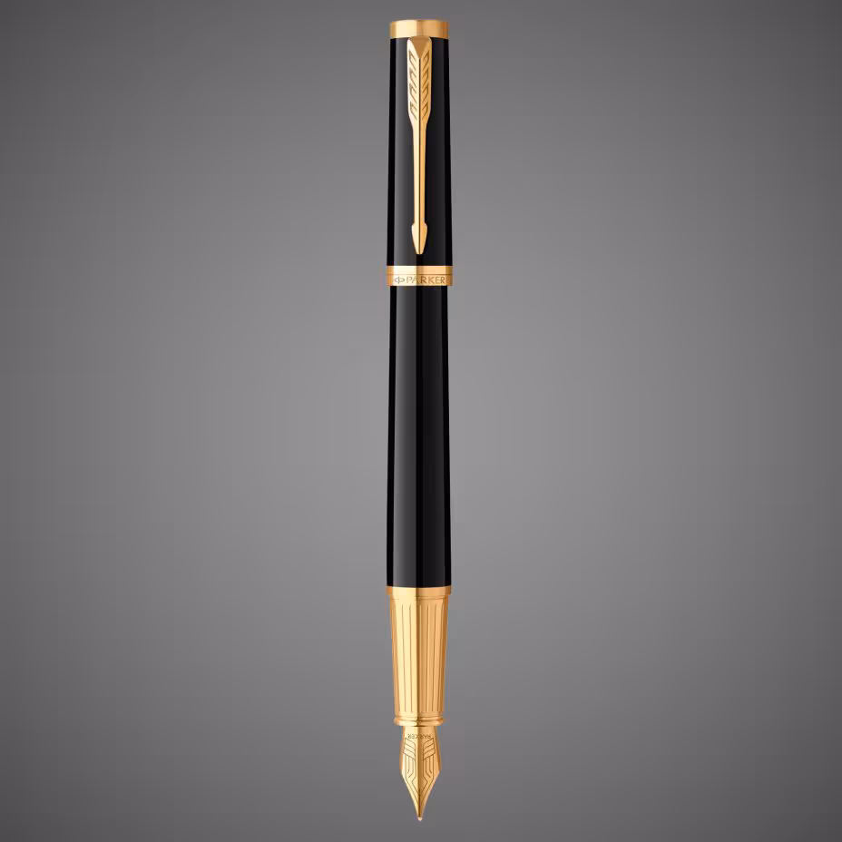 Перьевая ручка Parker "Ingenuity Black GT" перо: F, цвет чернил: blue/black, в подарочной упаковке.