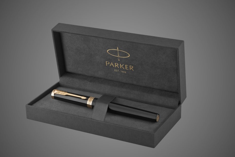 Перьевая ручка Parker "Ingenuity Black GT" перо: F, цвет чернил: blue/black, в подарочной упаковке.