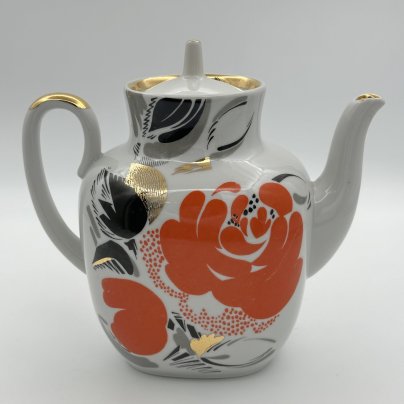 Чайник заварочный "Красный пион" ("Красный мак"), Ленинградский фарфоровый завод (ЛФЗ)