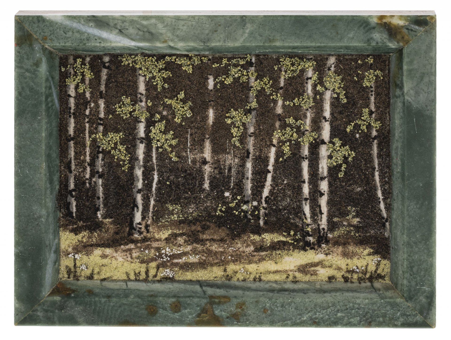 Пара панно с изображением берёзовых рощ, поделочный камень, СССР, 1980-1990 гг.