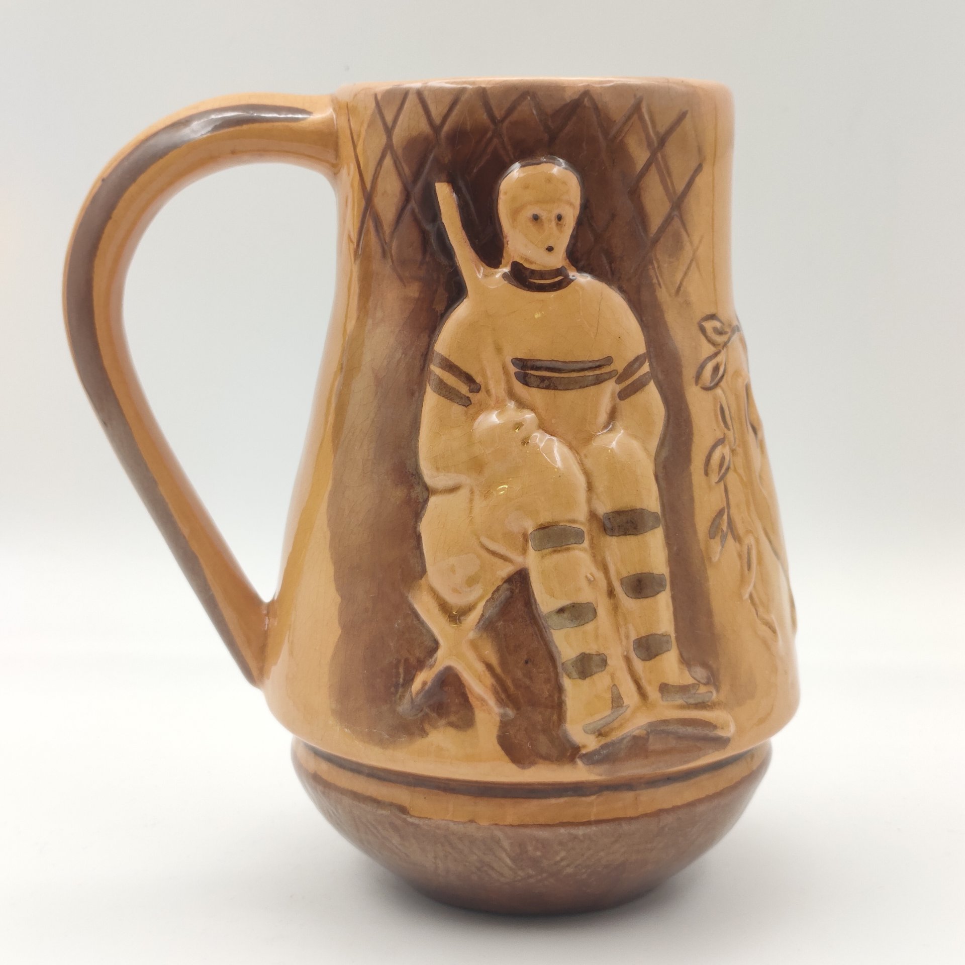 Кружка пивная "Хоккеисты", керамика, роспись, СССР, 1970-1990 гг.