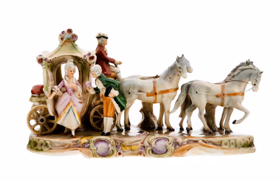 Статуэтка "Экипаж", фарфор, роспись, мануфактура "Sandizell Porcelain", Германия, 1950-1970 гг., Sandizell Porzellan
