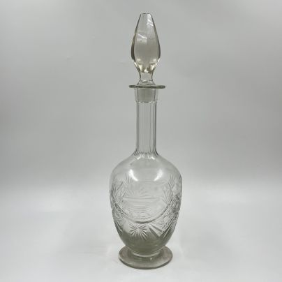 Графин с резным геометрическим декором, хрусталь, алмазная грань, СССР, 1970-1990 гг.