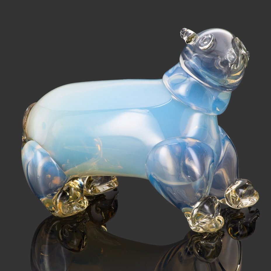 Статуэтка "Белый медведь", стекло, сульфидно-цинковое, гутная техника, СССР, 1960-1980 гг.