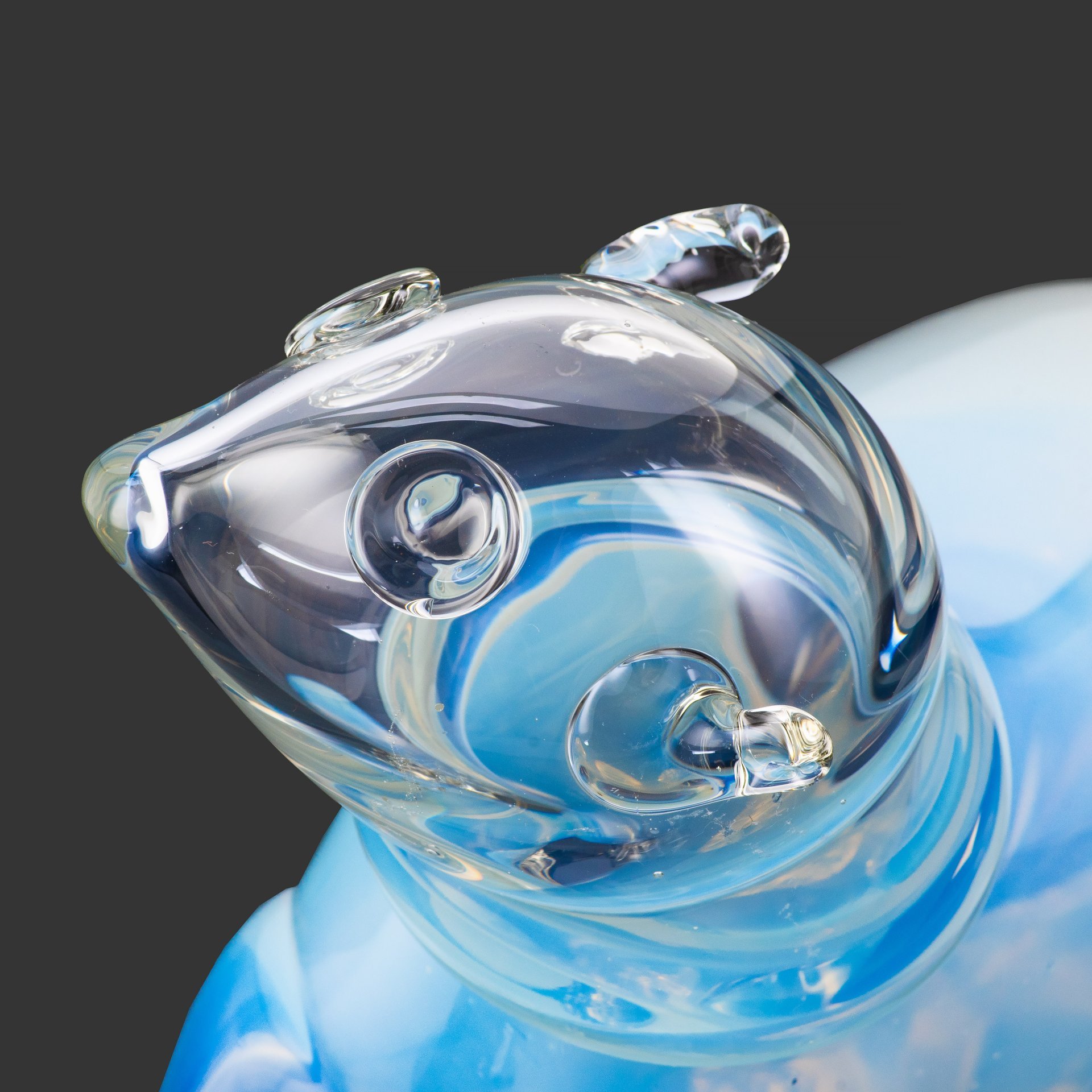 Статуэтка "Белый медведь", стекло, сульфидно-цинковое, гутная техника, СССР, 1960-1980 гг.